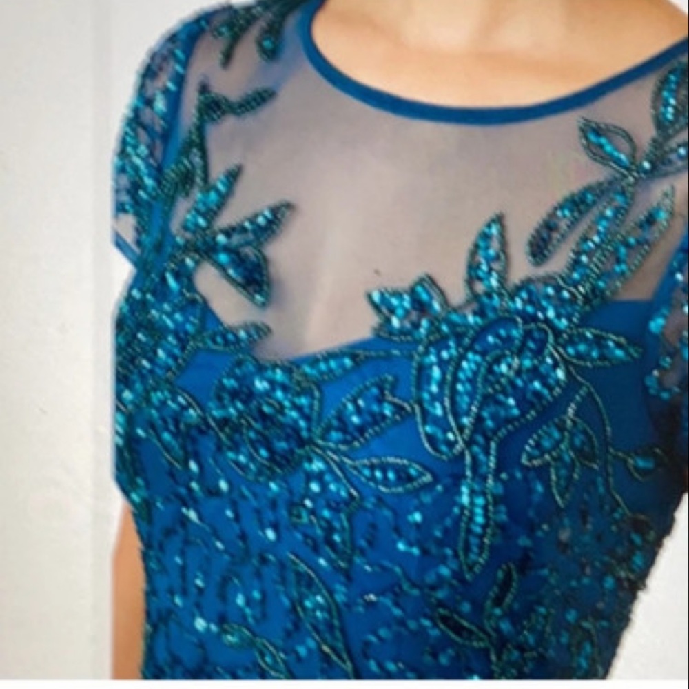 Adrianna Papell Teal Embellished Dress